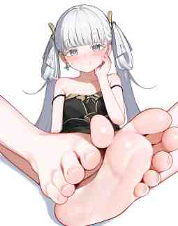 今汐,jinhsi,鸣潮,leg,foot,footshow,足秀,女の子,girl,美脚,同人CG,AI Art,赤脚,光脚,足裏,足指,裸足